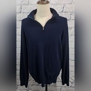 Robert Graham Men's Quarter Zip Sweater Navy Blue Size Large